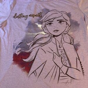 Disney frozen 2 girls t shirt size L (10-12) purple gold